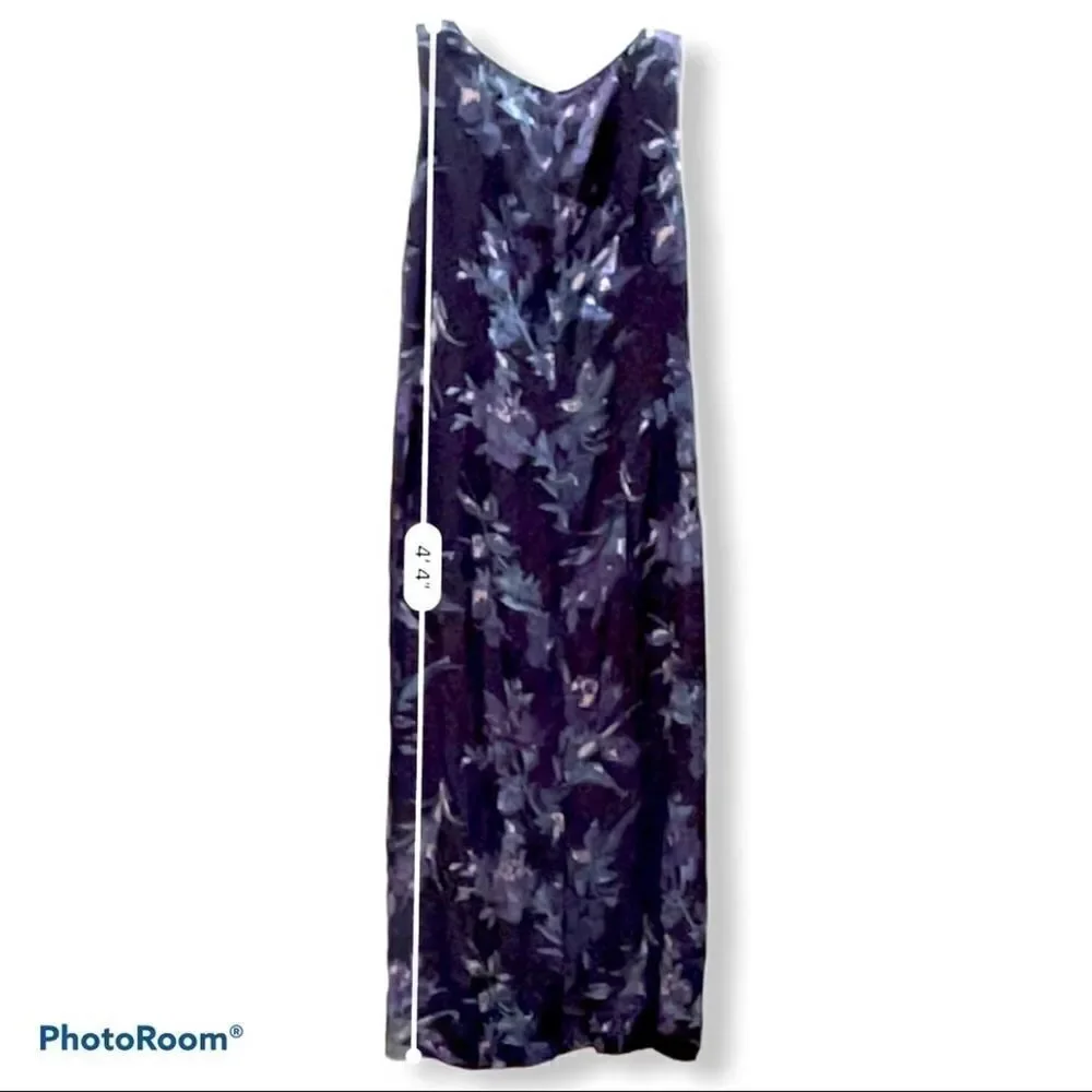 Laura Ashley 1990’s Vintage Maxi Blue Purple Muted Fairycore Floral Dress sz - Picture 3 of 12